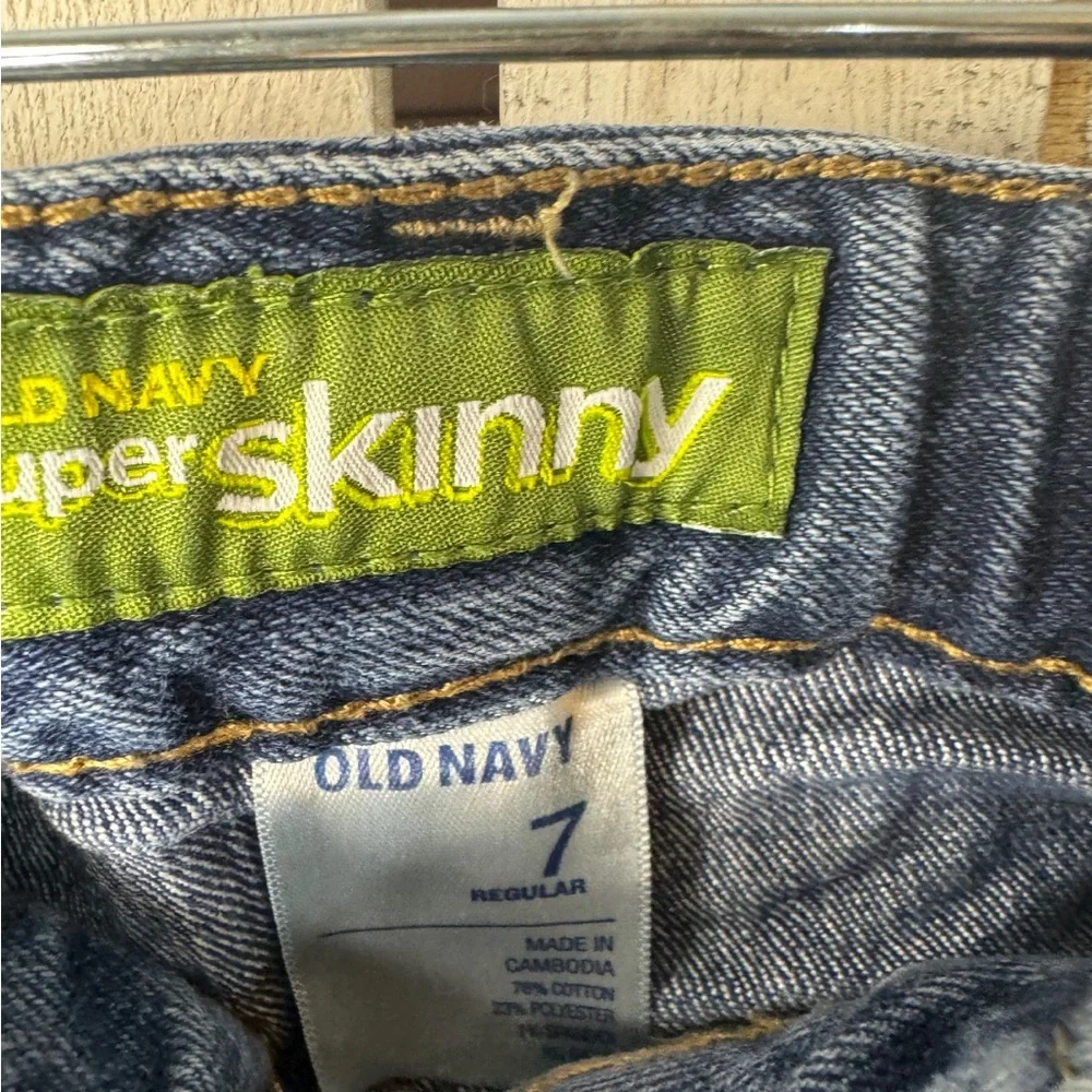Old Navy Girls Super Skinny Jeans Size 7 Medium Wash Stretch Denim Classic